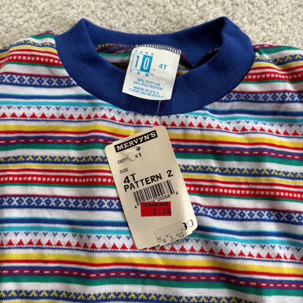 Mervyn's Take 10 3pc Outfit Set Stripe Shorts Shirt Toddler Boys NEW 4T Vintage - Picture 3 of 9